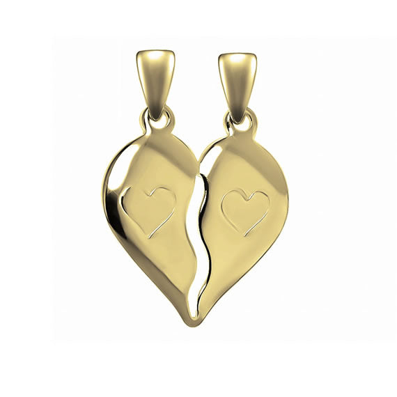 Złoty wisiorek łamane serce dla dwojga