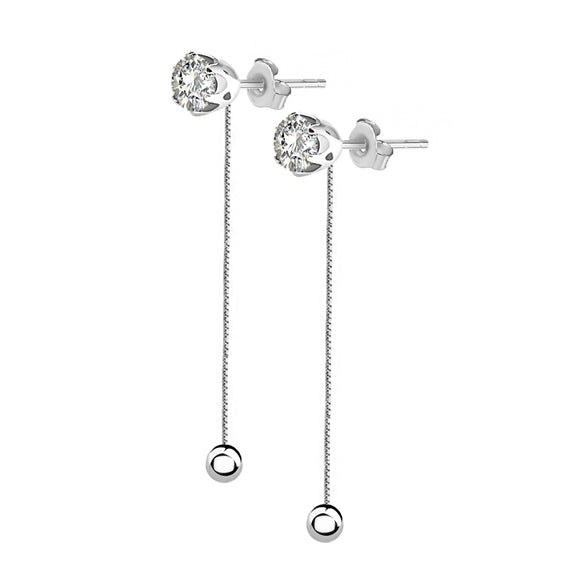 Kolczyki łańcuszki z białą cyrkonią