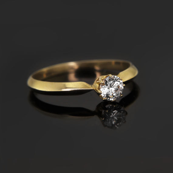 Pierścionek zaręczynowy złoty cyrkonia 4mm