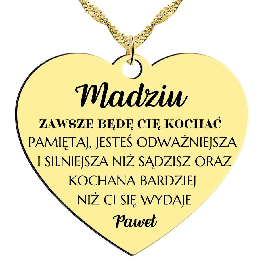 Naszyjnik pozłacany - Zawsze będę Cię kochać