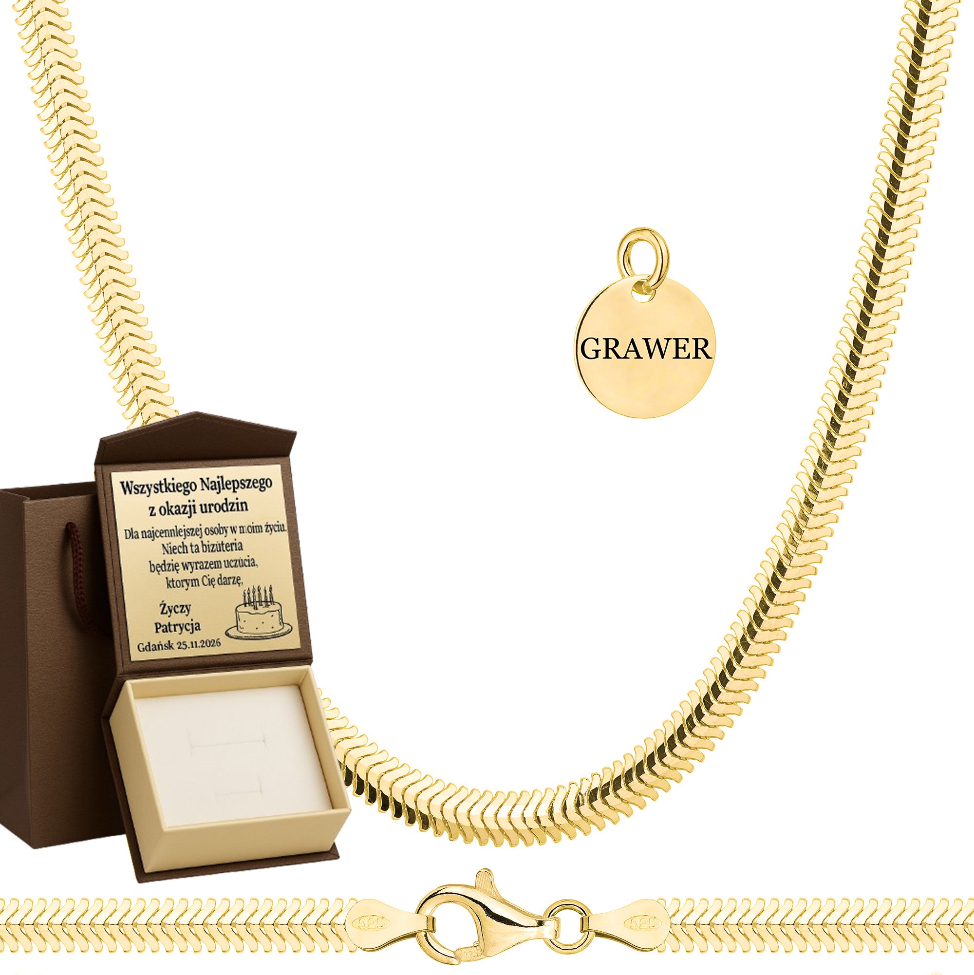 Łańcuszek pozłacany srebrny żmijka 4,3mm pr. 925 585